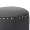 Rosine Modern and Contemporary Fabric Upholstered Nail Trim Ottoman - Baxton Studio Light Gray -Ottomans Official Shop unnamed file 5104
