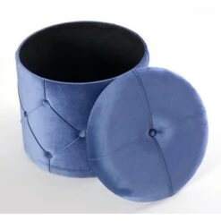 Fabulaxe Round Wooden Velvet Ottoman Stool with Lid 18 Fabulaxe Round Wooden Velvet Ottoman Stool with Lid -Ottomans Official Shop unnamed file 5113