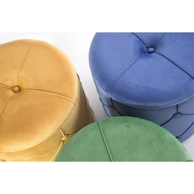 Fabulaxe Round Wooden Velvet Ottoman Stool with Lid 8 Fabulaxe Round Wooden Velvet Ottoman Stool with Lid – Image 6