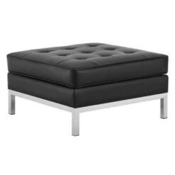 Loft Tufted Button Upholstered Faux Leather Ottoman - Modway Silver/black -Ottomans Official Shop unnamed file 5127