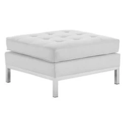 Loft Tufted Button Upholstered Faux Leather Ottoman - Modway Silver/black -Ottomans Official Shop unnamed file 5129