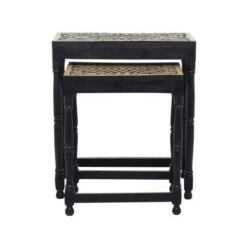 Olivia & May Set of 2 Eclectic Mango Wood Accent Tables Black - Olivia & May -Ottomans Official Shop unnamed file 513