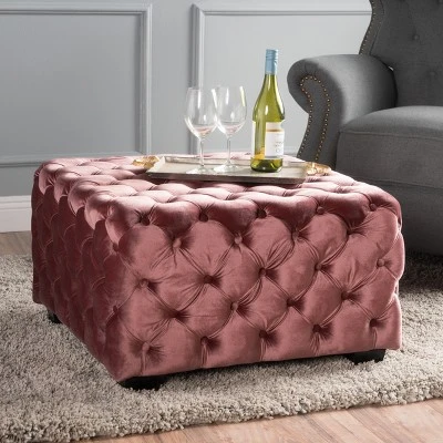 Jaymee New Velvet Ottoman - Christopher Knight Home Gray 3 Jaymee New Velvet Ottoman - Christopher Knight Home Gray