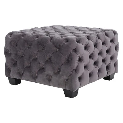 Jaymee New Velvet Ottoman - Christopher Knight Home Gray 6 Jaymee New Velvet Ottoman - Christopher Knight Home Gray – Image 4
