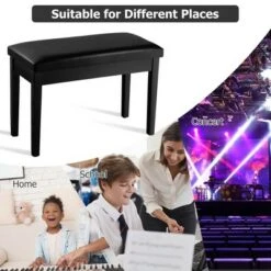 Costway Solid Wood PU Leather Piano Bench Padded Double Duet Keyboard Seat Storage Black 13 Costway Solid Wood PU Leather Piano Bench Padded Double Duet Keyboard Seat Storage Black -Ottomans Official Shop unnamed file 5160