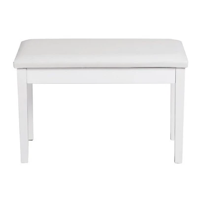 Costway Solid Wood PU Leather Piano Bench Padded Double Duet Keyboard Seat Storage White 7 Costway Solid Wood PU Leather Piano Bench Padded Double Duet Keyboard Seat Storage White – Image 5