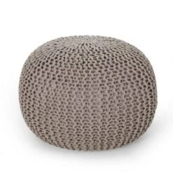 Nahunta Modern Knitted Cotton Round Pouf - Christopher Knight Home Coral -Ottomans Official Shop unnamed file 5229