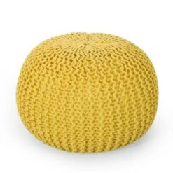 Nahunta Modern Knitted Cotton Round Pouf - Christopher Knight Home Coral -Ottomans Official Shop unnamed file 5233