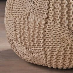 Anouk Knitted Cotton Pouf - Christopher Knight Home Beige -Ottomans Official Shop unnamed file 5253