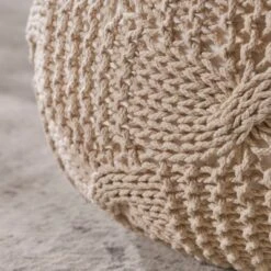 Anouk Knitted Cotton Pouf - Christopher Knight Home Beige -Ottomans Official Shop unnamed file 5254