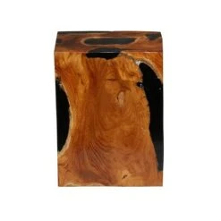 Olivia & May Coastal Teak Wood Accent Stool Black - Olivia & May -Ottomans Official Shop unnamed file 526