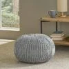Hortense Modern Knitted Cotton Round Pouf - Christopher Knight Home Ivory -Ottomans Official Shop unnamed file 5263