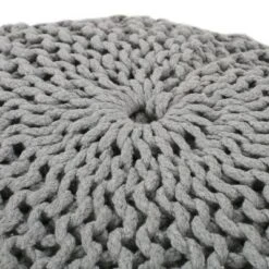 Hortense Modern Knitted Cotton Round Pouf - Christopher Knight Home Ivory -Ottomans Official Shop unnamed file 5266