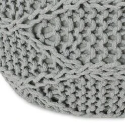 Morven Modern Knitted Cotton Round Pouf - Christopher Knight Home Gray -Ottomans Official Shop unnamed file 5297