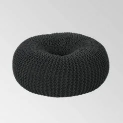 Burley Knitted Donut Pouf - Christopher Knight Home Dark Gray -Ottomans Official Shop unnamed file 5307