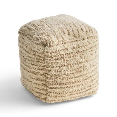 Calzona Boho Wool and Cotton Ottoman Pouf - Christopher Knight Home Ivory/beige 3 Calzona Boho Wool and Cotton Ottoman Pouf - Christopher Knight Home Ivory/beige