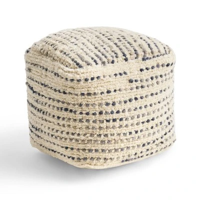 Calzona Boho Wool and Cotton Ottoman Pouf - Christopher Knight Home Ivory/beige 4 Calzona Boho Wool and Cotton Ottoman Pouf - Christopher Knight Home Ivory/beige – Image 2