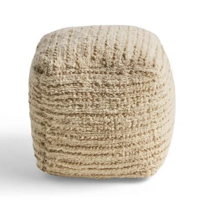 Calzona Boho Wool and Cotton Ottoman Pouf - Christopher Knight Home Ivory/beige 10 Calzona Boho Wool and Cotton Ottoman Pouf - Christopher Knight Home Ivory/beige – Image 8