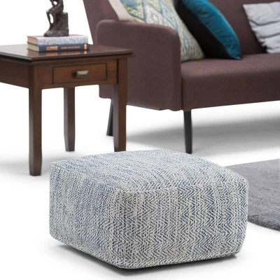 Terri Square Pouf - WyndenHall Patterned Maroon Melange 3 Terri Square Pouf - WyndenHall Patterned Maroon Melange