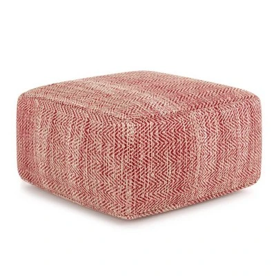 Terri Square Pouf - WyndenHall Patterned Maroon Melange 10 Terri Square Pouf - WyndenHall Patterned Maroon Melange – Image 8