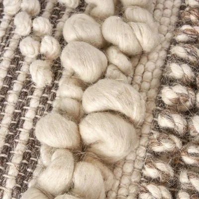 Gerardo Contemporary Wool and Cotton Pouf Ottoman Natural/White - Christopher Knight Home 5 Gerardo Contemporary Wool and Cotton Pouf Ottoman Natural/White - Christopher Knight Home – Image 3