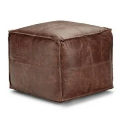 Erving Square Pouf - WyndenHall Distressed Teal Blue -Ottomans Official Shop unnamed file 5411