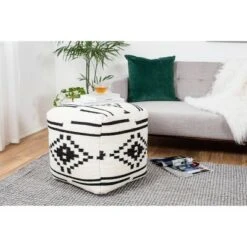 Noir Noor Pouf Black/White Geometric - Anji Mountain -Ottomans Official Shop unnamed file 5440