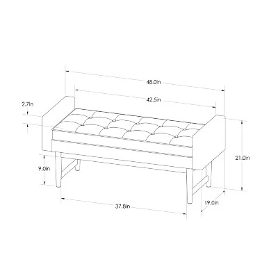Verken Mid Century Modern Settee Bench - Project 62 Gray 6 Verken Mid Century Modern Settee Bench - Project 62 Gray – Image 4
