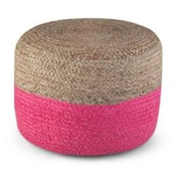 Maron Contemporary Round Pouf Pink/Natural - WyndenHall -Ottomans Official Shop unnamed file 5454