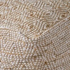 Abella Handcrafted Boho Large Fabric Rectangular Pouf Ivory/Beige - Christopher Knight Home -Ottomans Official Shop unnamed file 5458
