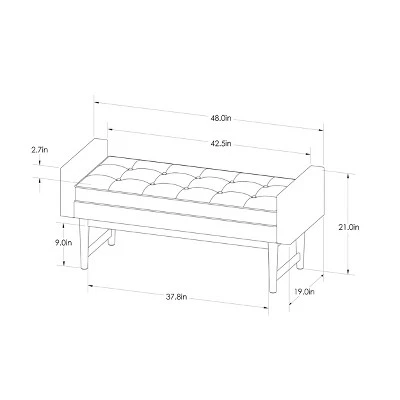 Verken Mid Century Modern Settee Bench - Project 62 Gray 8 Verken Mid Century Modern Settee Bench - Project 62 Gray – Image 6