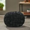 Negley Modern Glam Cable Weave Velvet Round Pouf - Christopher Knight Home Black -Ottomans Official Shop unnamed file 5486