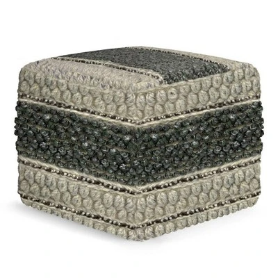 Heyfield Square Pouf - WyndenHall Green/natural 11 Heyfield Square Pouf - WyndenHall Green/natural – Image 9