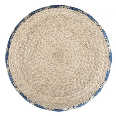 Nesbitt Round Pouf - WyndenHall Natural/gray 4 Nesbitt Round Pouf - WyndenHall Natural/gray – Image 2