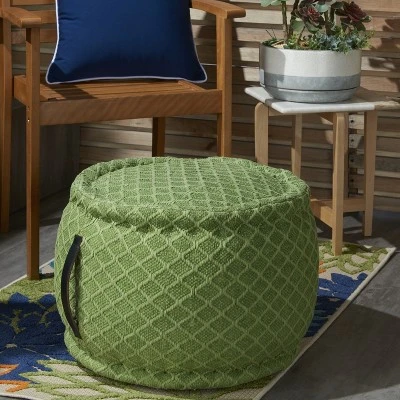 Mina Victory AS696 Indoor/outdoor Pouf - Green 20" x 20" x 12" 5 Mina Victory AS696 Indoor/outdoor Pouf - Green 20" x 20" x 12" – Image 3