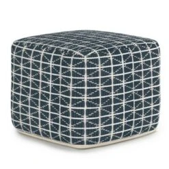 Tatum Square Pouf - WyndenHall Dark Blue/white -Ottomans Official Shop unnamed file 5587