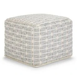Tatum Square Pouf - WyndenHall Dark Blue/white -Ottomans Official Shop unnamed file 5589