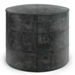 Darian Round Pouf - WyndenHall Distressed Brown -Ottomans Official Shop unnamed file 5600