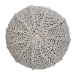 Fabian Transitional Round Hand Knit Pouf Gray - WyndenHall -Ottomans Official Shop unnamed file 5607