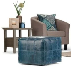 Rubin Square Pouf Teal - WyndenHall