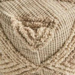 Brower Boho Wool and Cotton Ottoman Pouf Ivory - Christopher Knight Home -Ottomans Official Shop unnamed file 5642