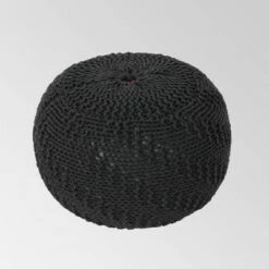 Alwes Knitted Pouf - Christopher Knight Home Dark Gray -Ottomans Official Shop unnamed file 5696