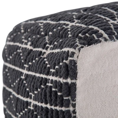 Burrell Transitional Cube Pouf in Dark Blue/White - WyndenHall 5 Burrell Transitional Cube Pouf in Dark Blue/White - WyndenHall – Image 3