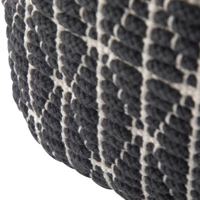 Burrell Transitional Cube Pouf in Dark Blue/White - WyndenHall 6 Burrell Transitional Cube Pouf in Dark Blue/White - WyndenHall – Image 4