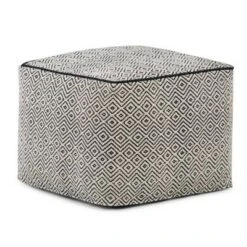 Dougan Square Pouf Patterned - WyndenHall Black/natural -Ottomans Official Shop unnamed file 5727