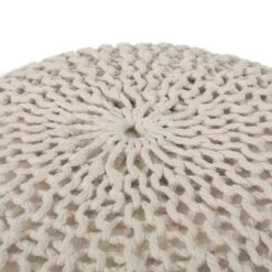 Abena Modern Knitted Cotton Round Pouf - Christopher Knight Home Beige 17 Abena Modern Knitted Cotton Round Pouf - Christopher Knight Home Beige -Ottomans Official Shop unnamed file 5733