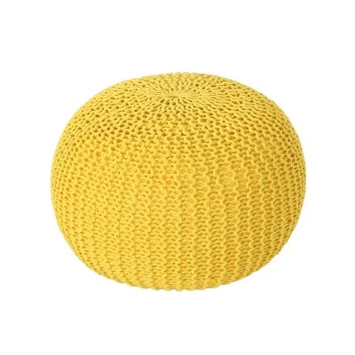 Abena Modern Knitted Cotton Round Pouf - Christopher Knight Home Beige 11 Abena Modern Knitted Cotton Round Pouf - Christopher Knight Home Beige – Image 9