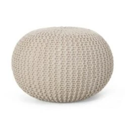 Abena Modern Knitted Cotton Round Pouf - Christopher Knight Home Beige 21 Abena Modern Knitted Cotton Round Pouf - Christopher Knight Home Beige -Ottomans Official Shop unnamed file 5737
