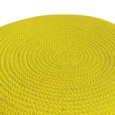 Elza Round Woven PET Polyester Pouf Gray/Yellow - WyndenHall 5 Elza Round Woven PET Polyester Pouf Gray/Yellow - WyndenHall – Image 3