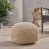Elowski Knitted Pouf - Christopher Knight Home Beige